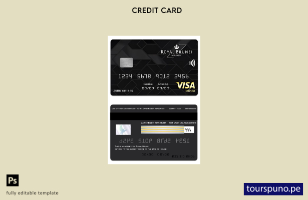 listo para imprimir Plantilla de tarjeta de crédito Visa Infinite de Brunei Baid